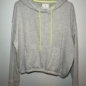 Lou & Grey Gray Hoodie with Neon Yellow Accents